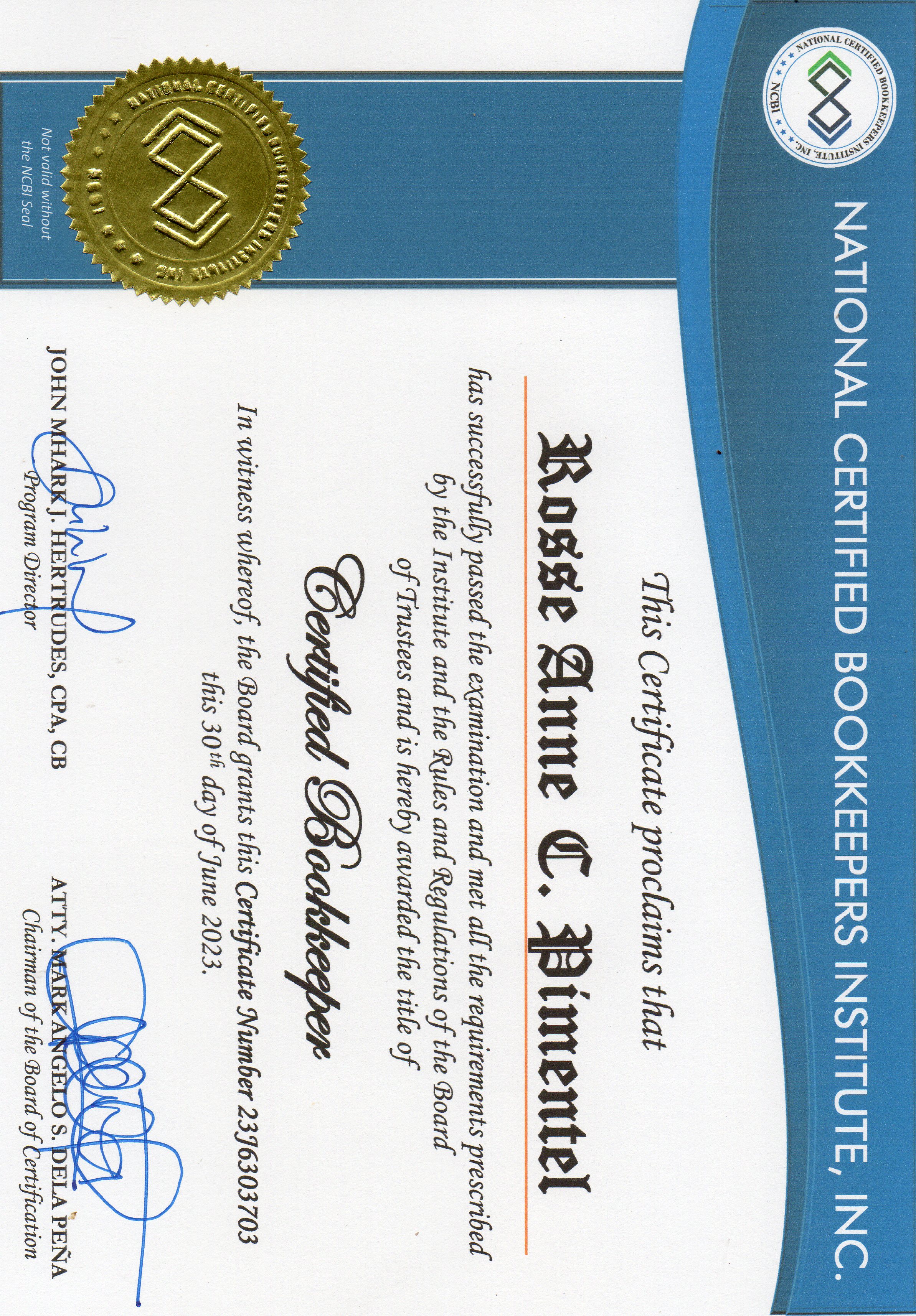 CERTIFIED BOOKKEEPER