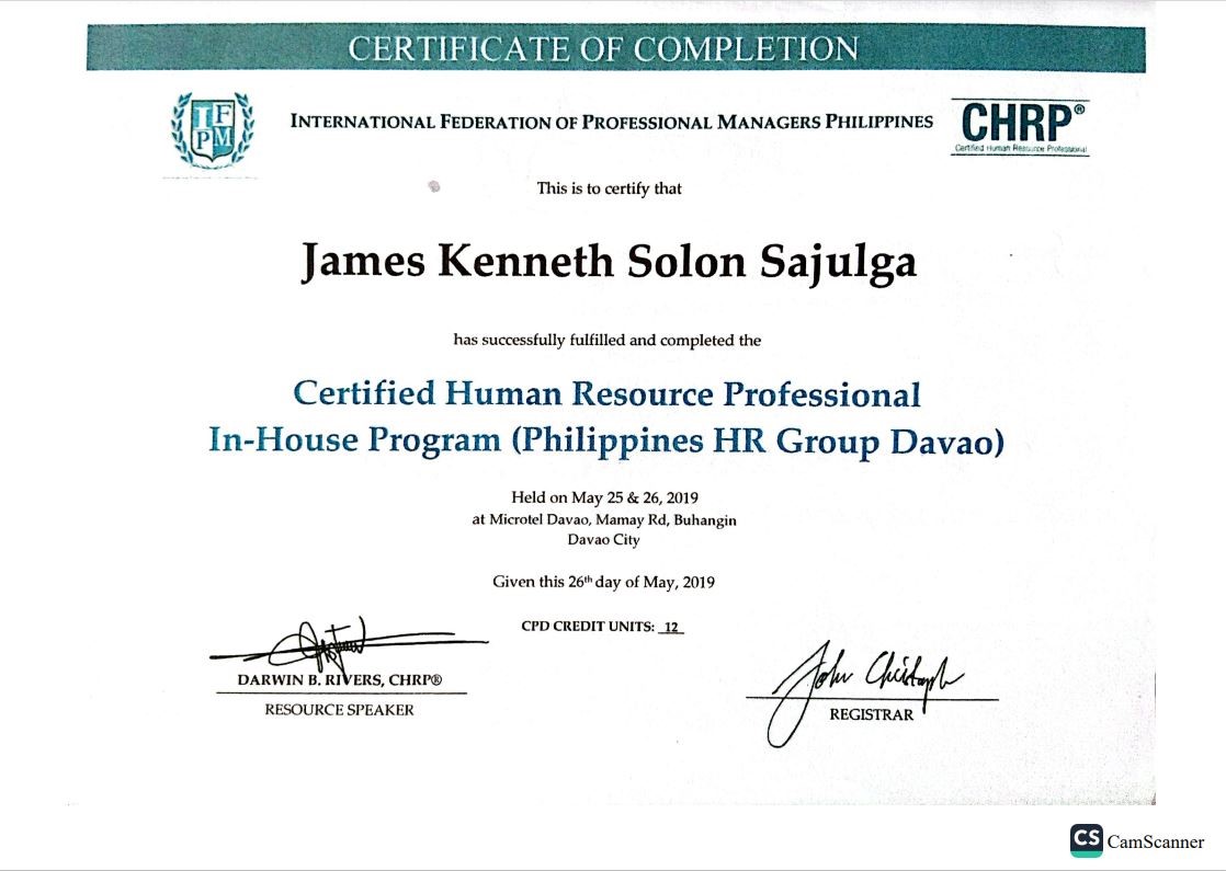 Certified Human Resource Professional In-House Program