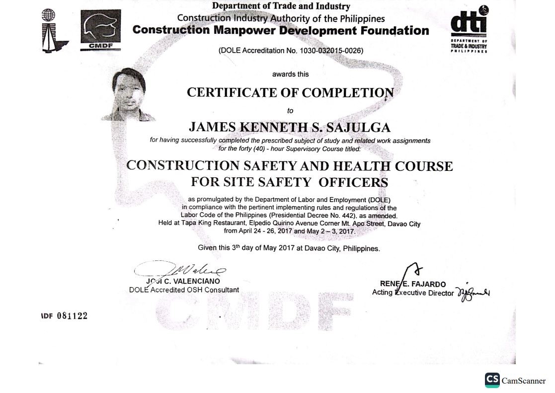 Construction Safety and Health Course for Site Safety Officers