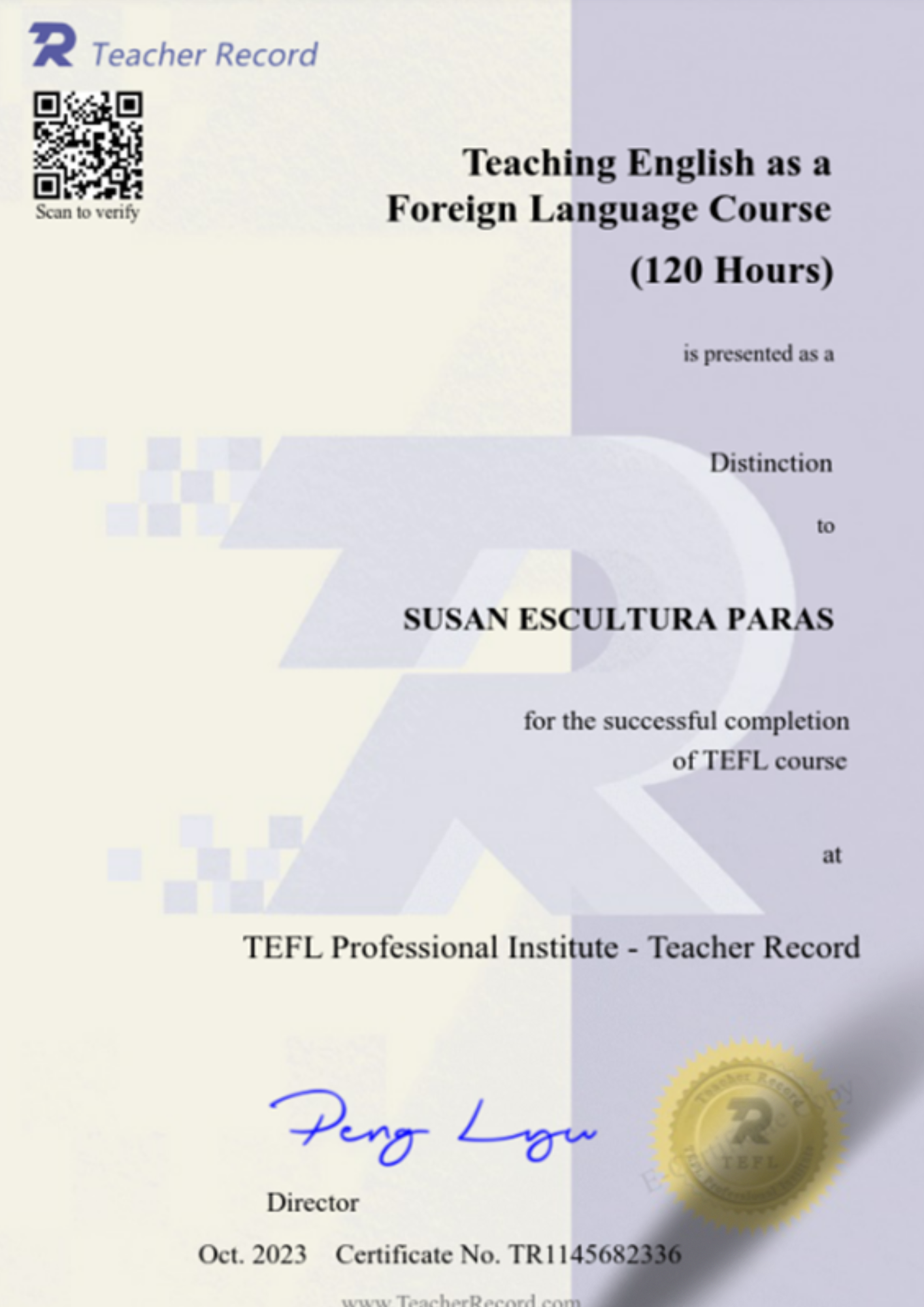 Teaching English as a Foreign Language Course