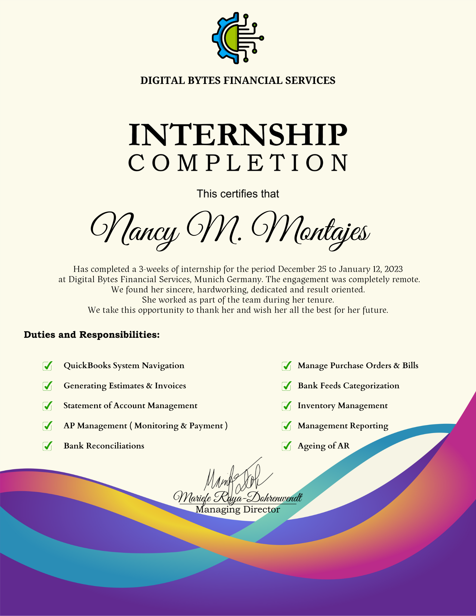 Online Bookkeeping Internship