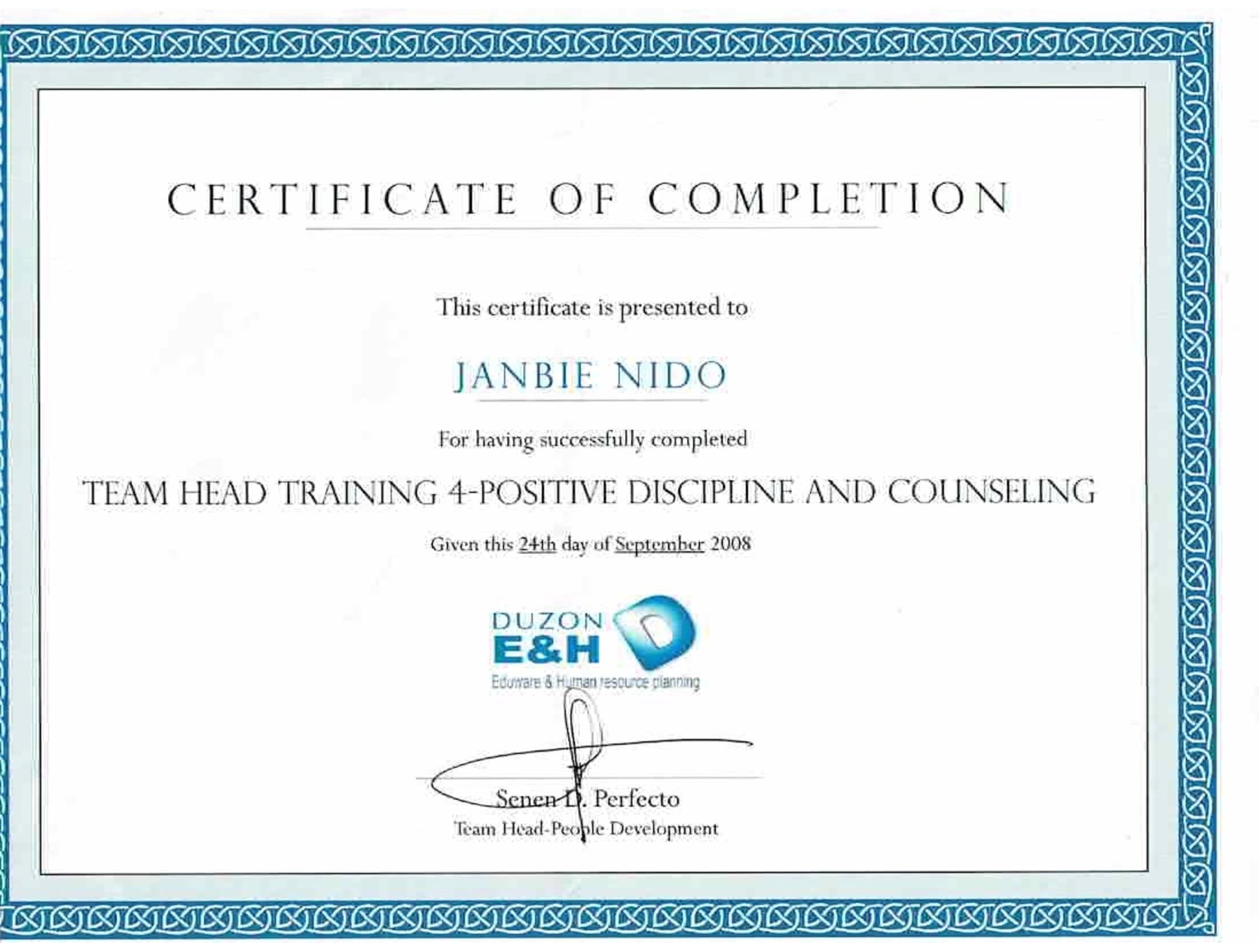 Positive Discipline and Counseling Team Head Training