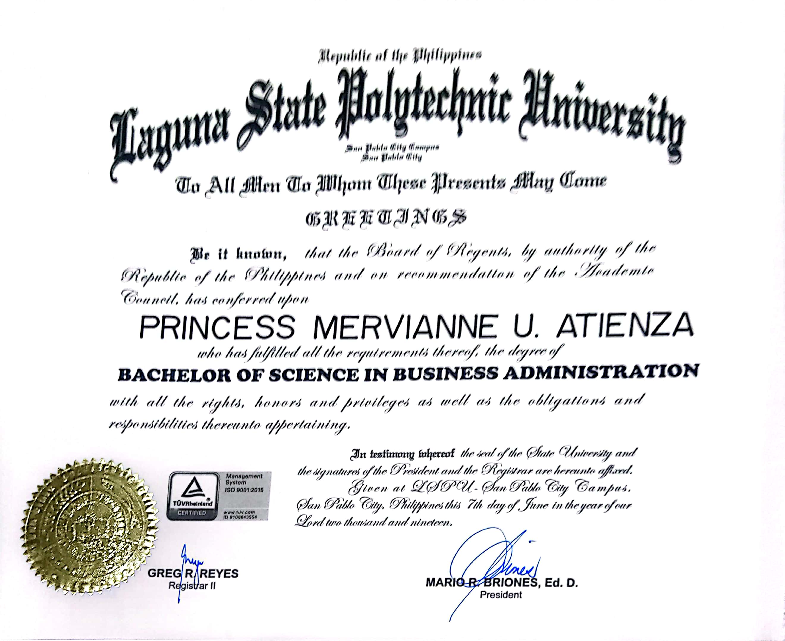 BSBA-Financial Management Diploma (Bachelor's Degree)