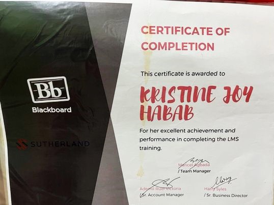 Certificate of completion LMS training