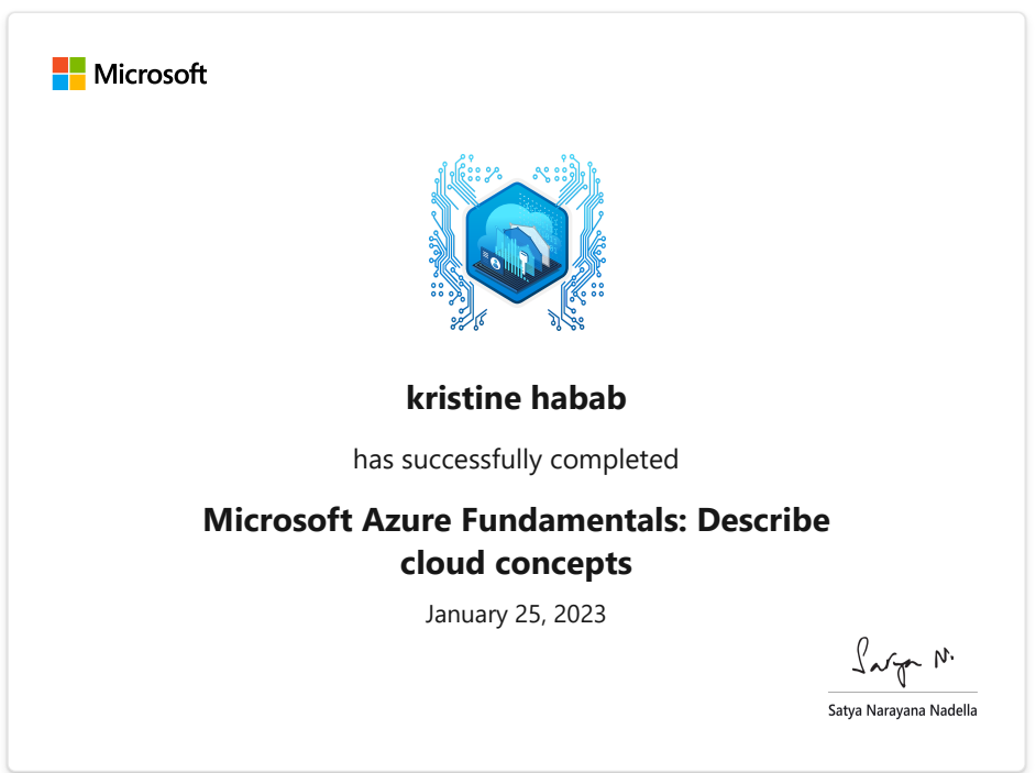 Certificate of completion - Describe cloud concepts
