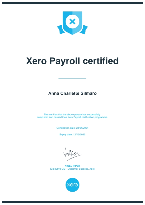 XERO Payroll Certified