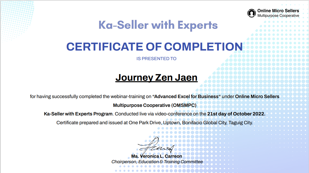 Advcanced Excel for Business