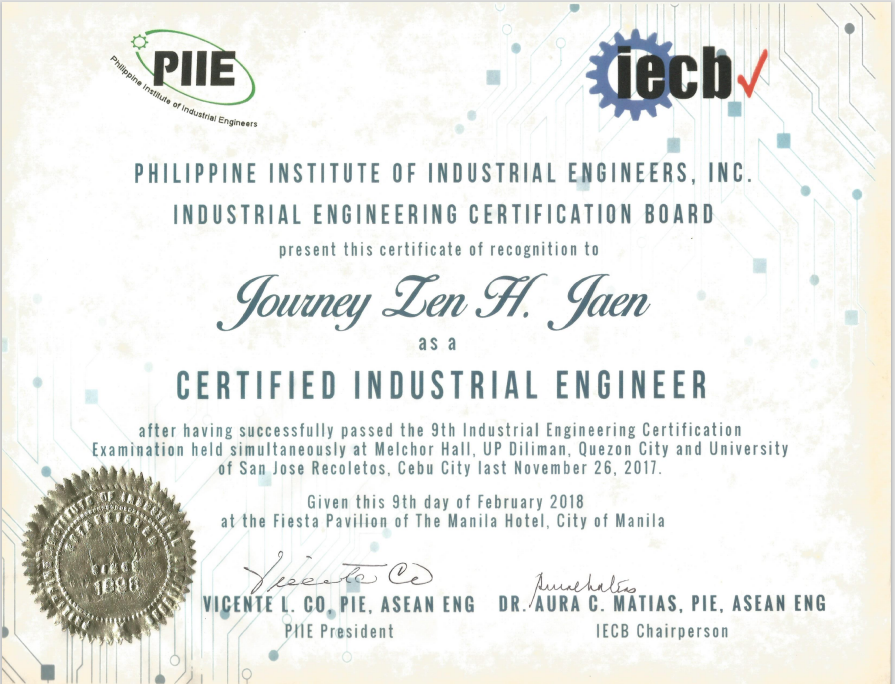 Certified Industrial Engineer
