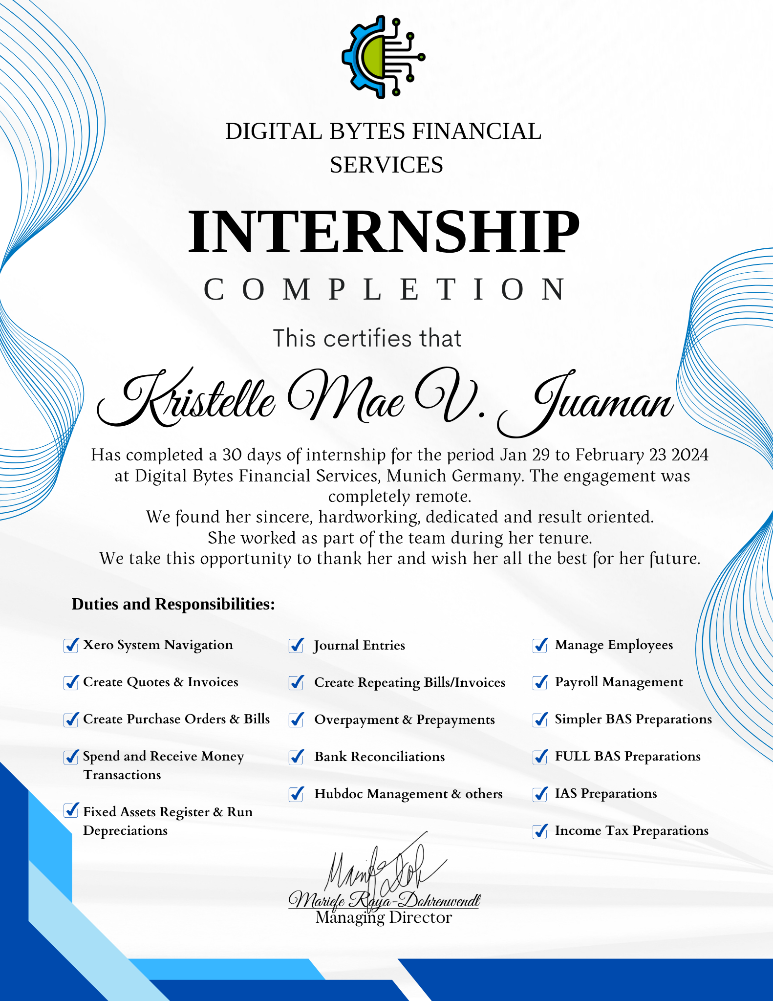 XERO INTERNSHIP TRAINING