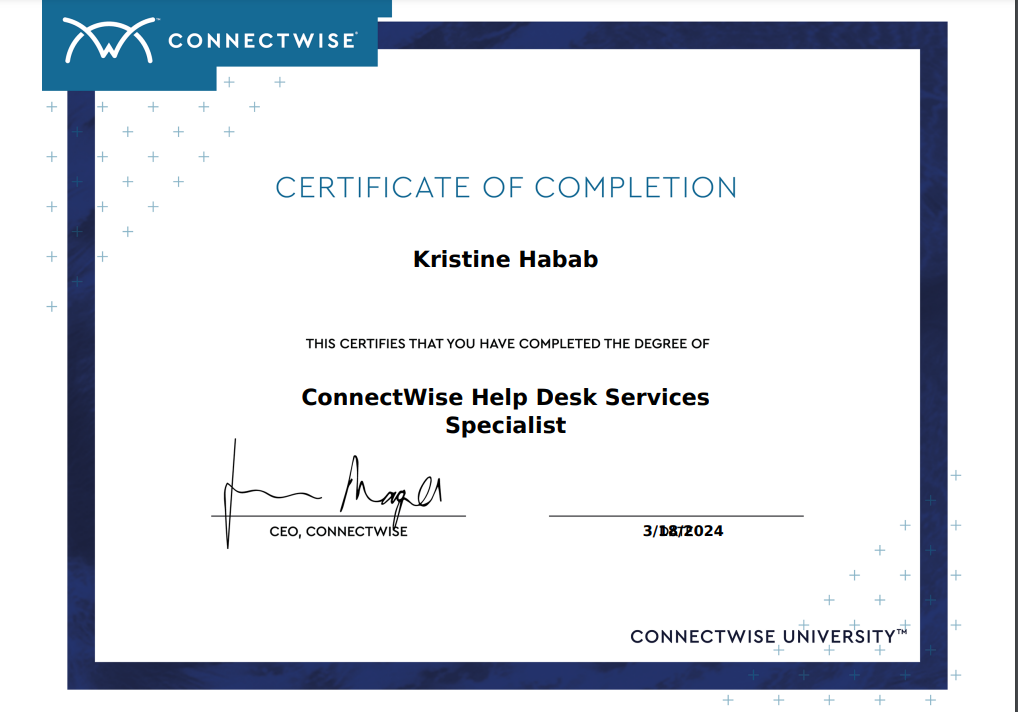 ConnectWise Help Desk Services Specialist
