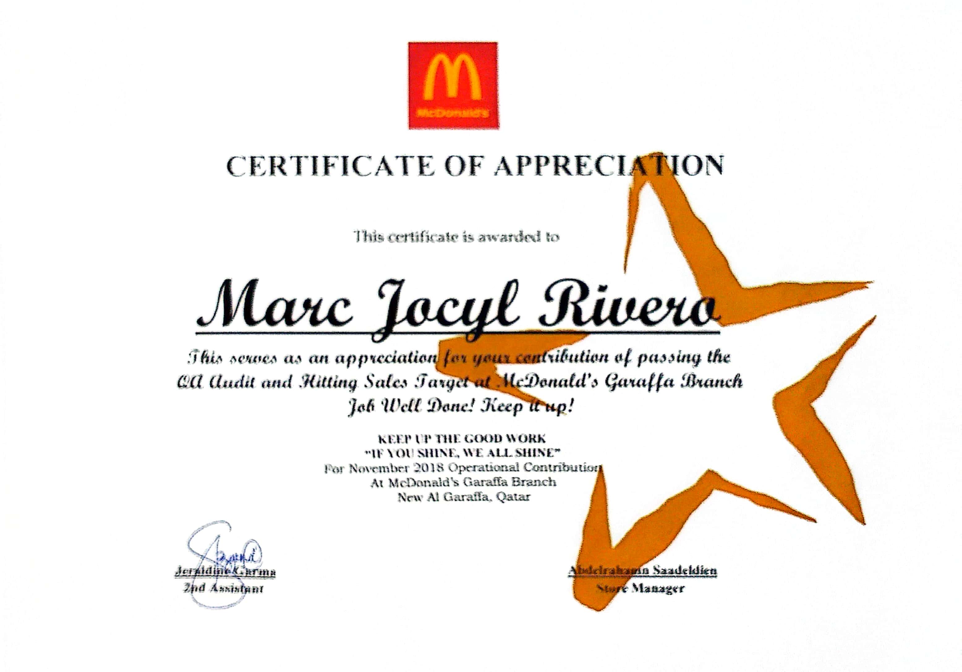 Mc Donalds audit sales target