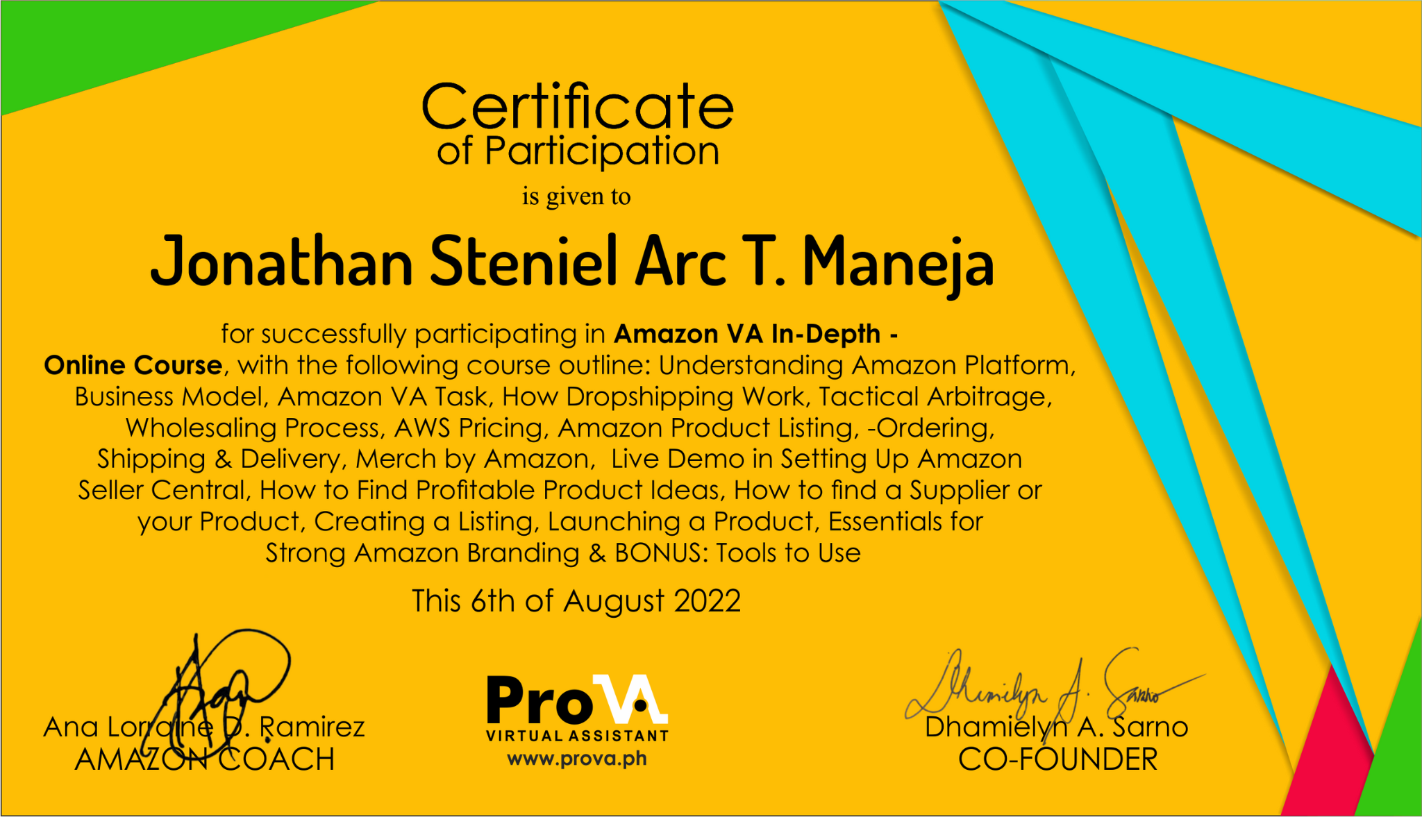 Amazon VA Certificate