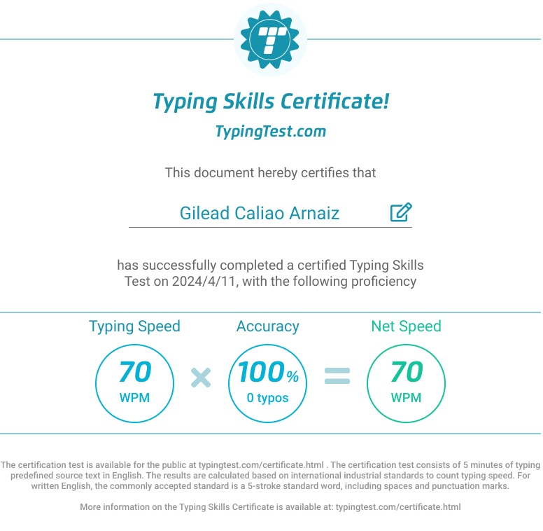 Professional Typist & Certification