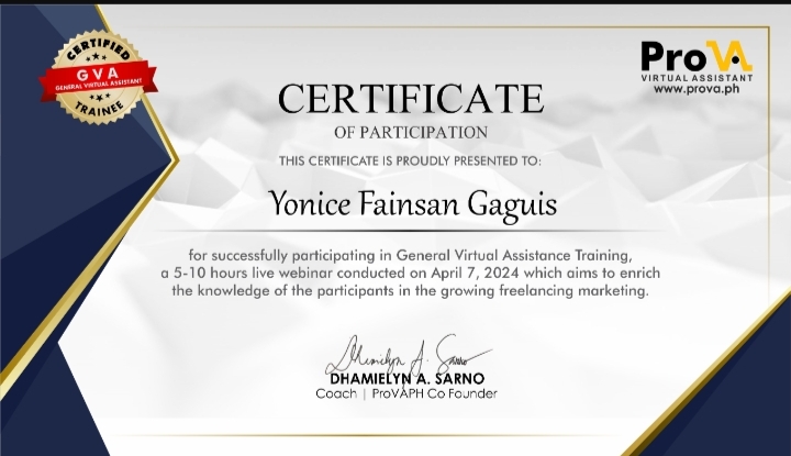 GVA Certificate