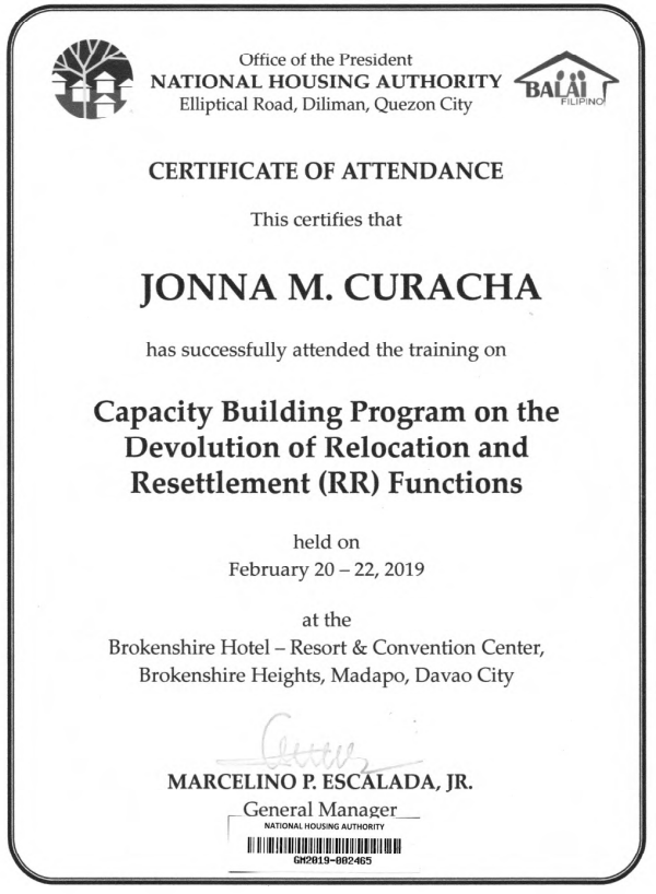 Capacity Building Program on the Devolution of Relocation and Resettlement (RR) Functions