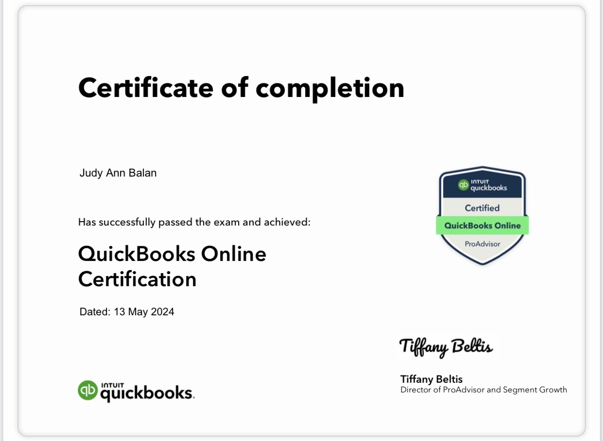 Certified Quickbooks ProAdvisor