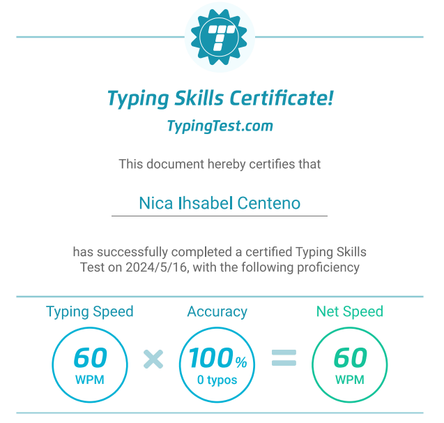 Typing  Speed Test Certificate