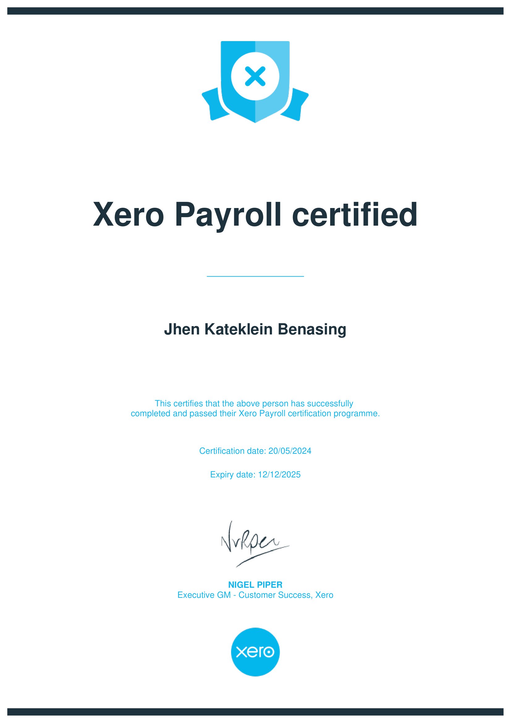 XERO PAYROLL CERTIFIED