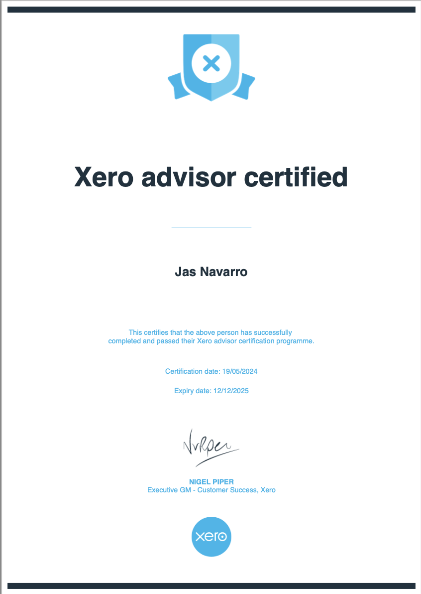 Xero Advisor Certified
