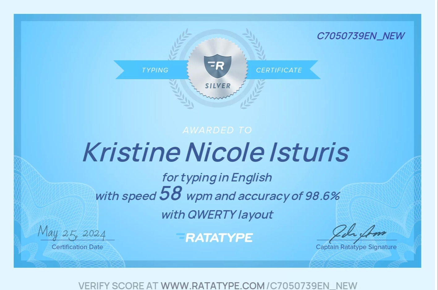 Typing Speed Certificate