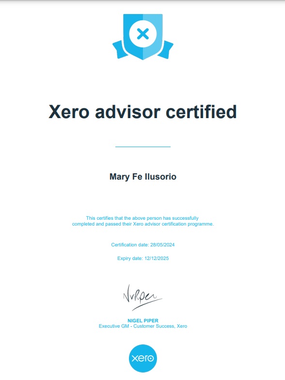 Xero Certificate
