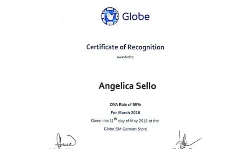 Certificate of Recognition (Quality and Assurance)