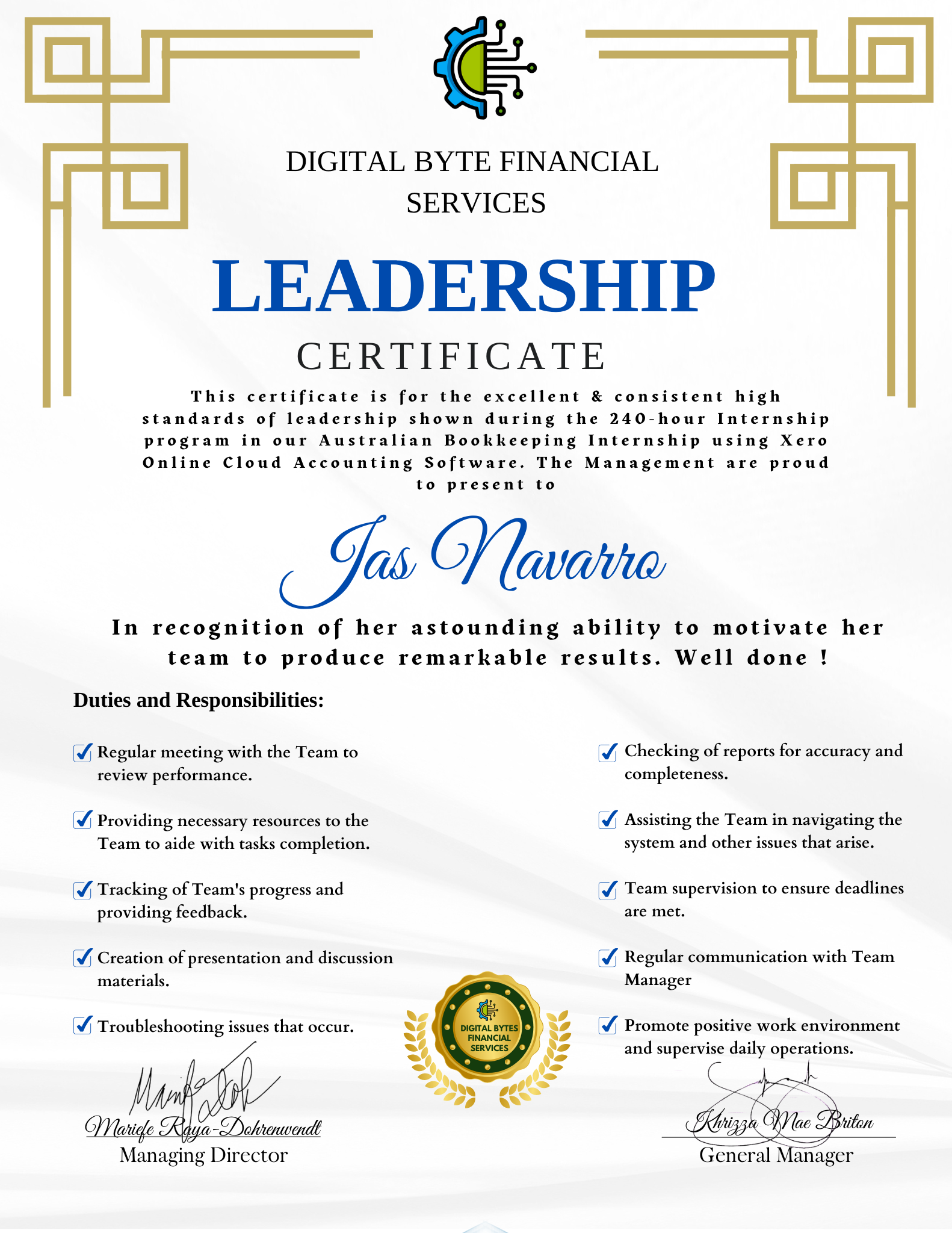 Internship Team Leader