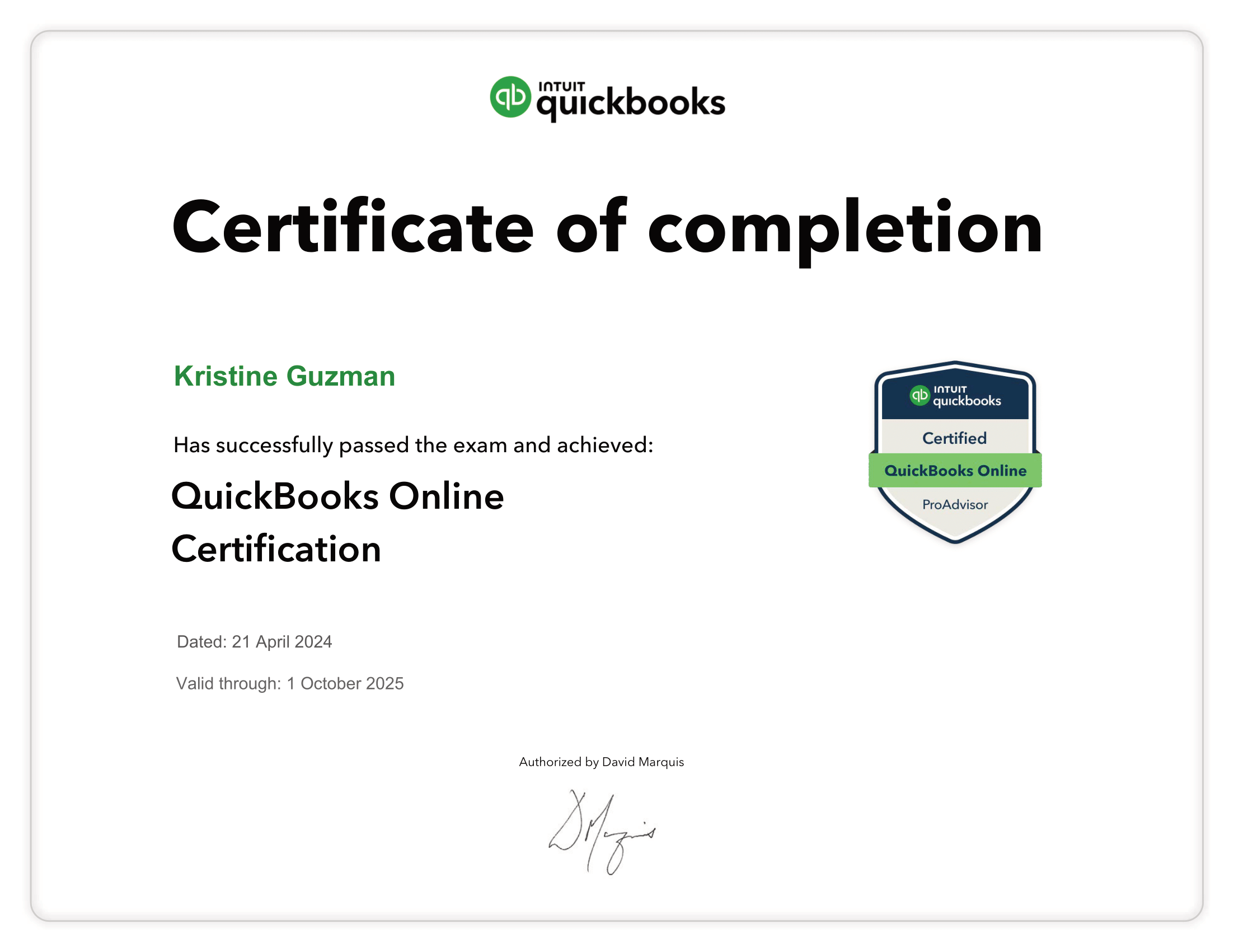 QBO CERTIFICATION