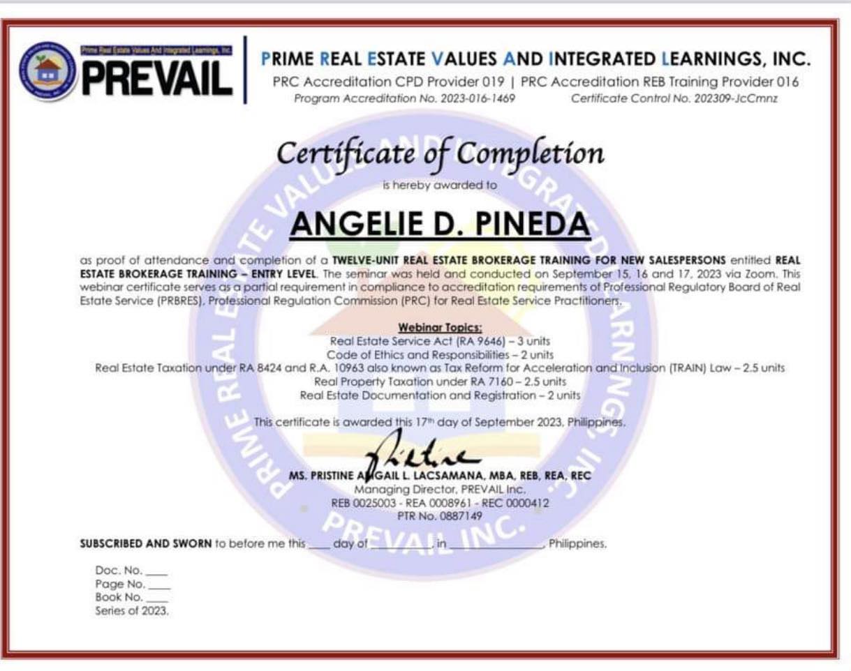 Licensed Real Estate Salesperson