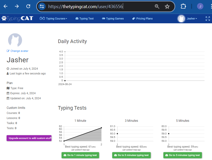 TheTypingCAT Typing Test - 60WPM