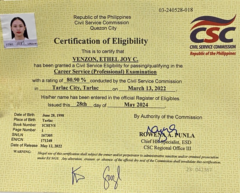 Philippine Civil Service Eligibility