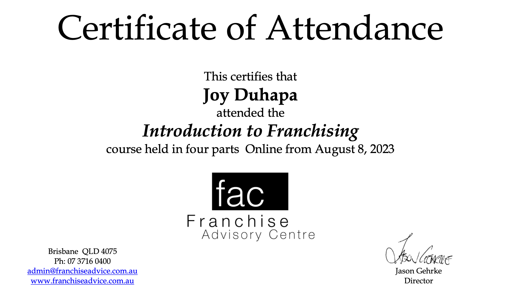 Introduction to Franchising