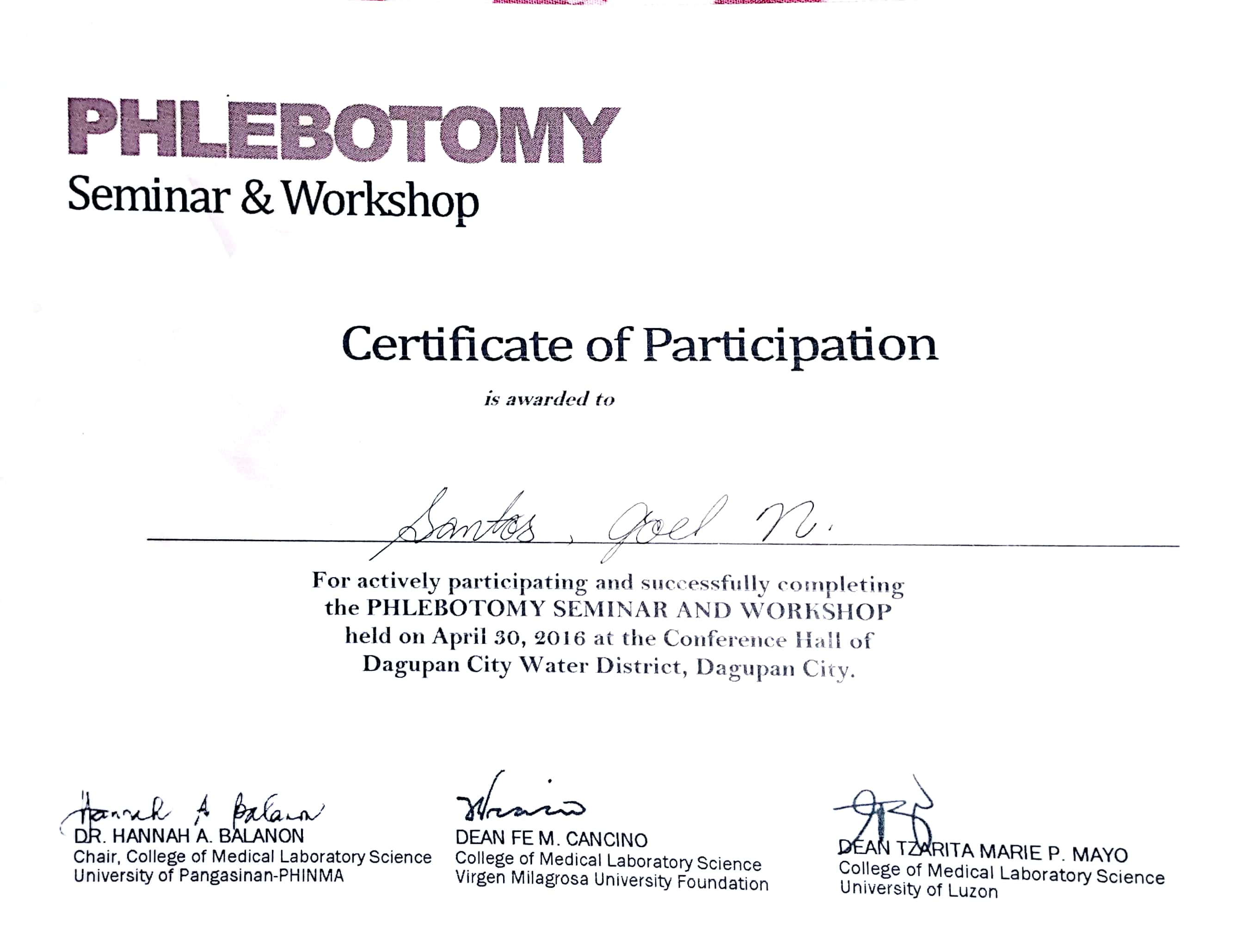 Phlebotomy Certificate