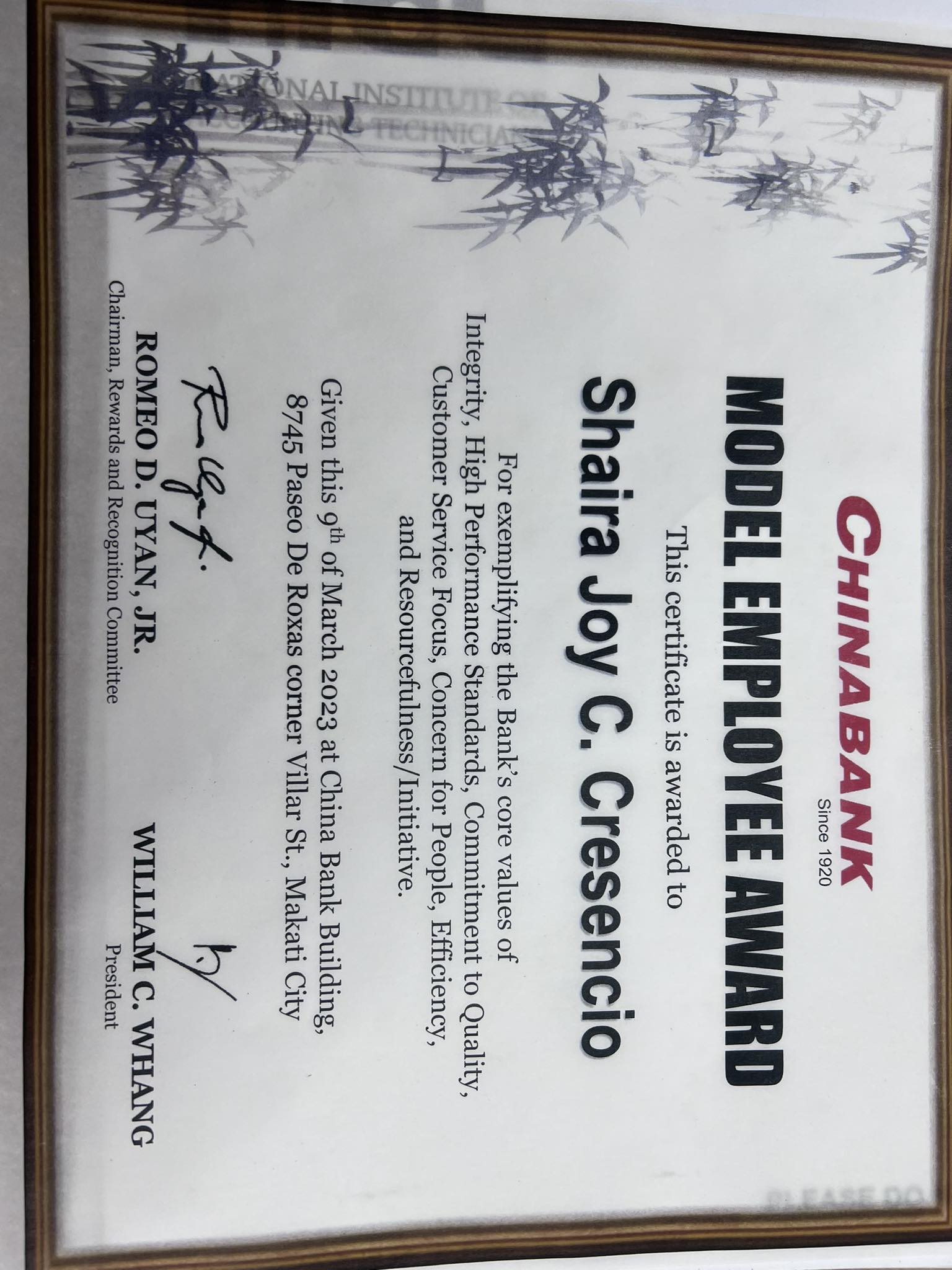 Model Employee Award 2023