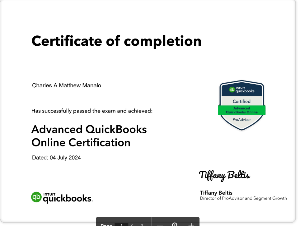Advanced QuickBooks Online Certification