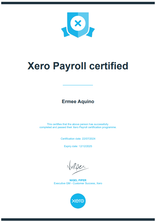 Xero Payroll Certified