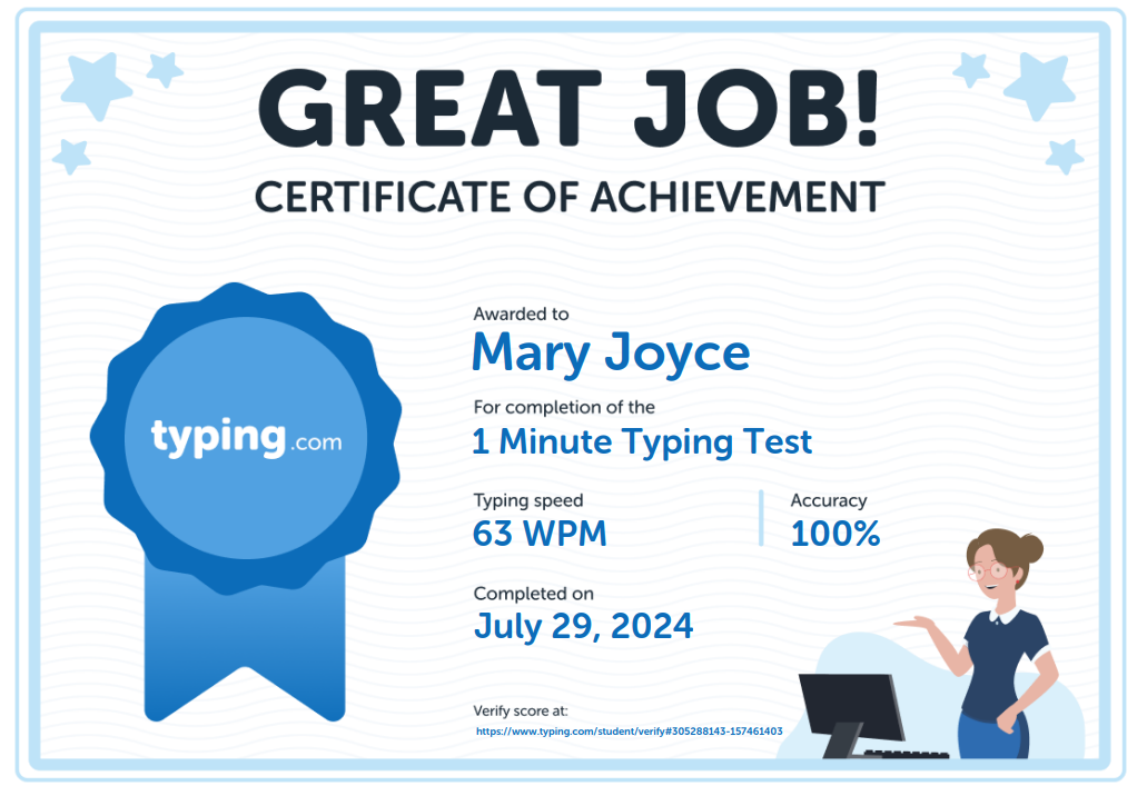 Typing Test Certificate