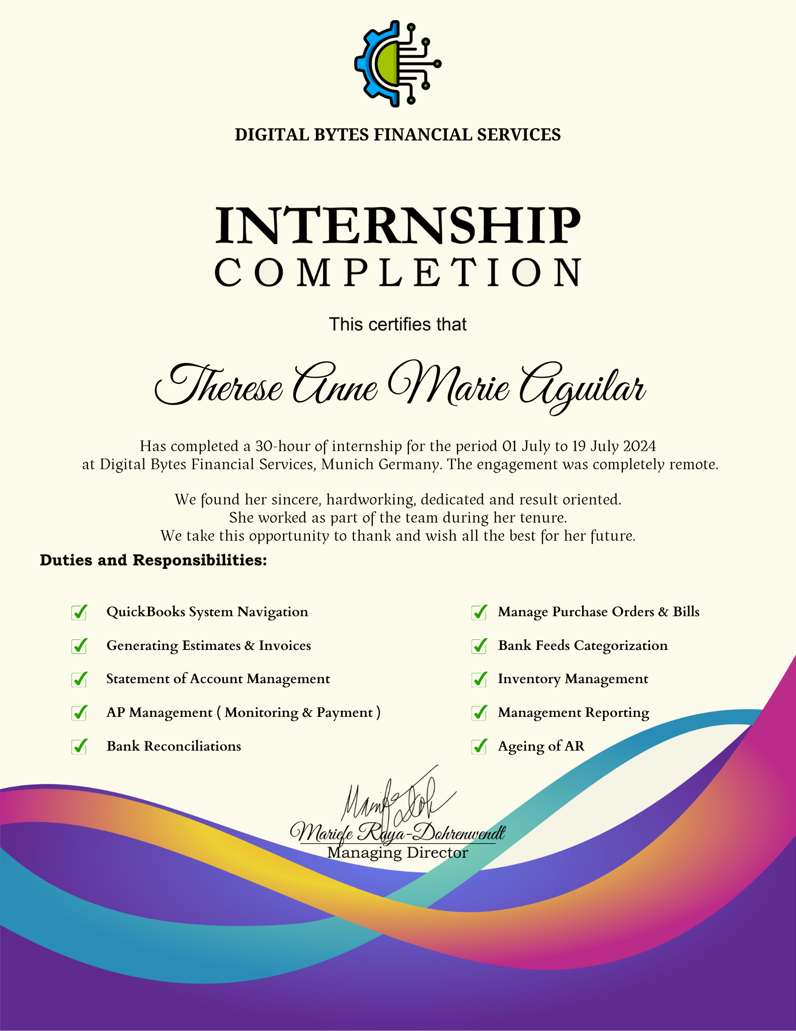QuickBooks Internship Completion