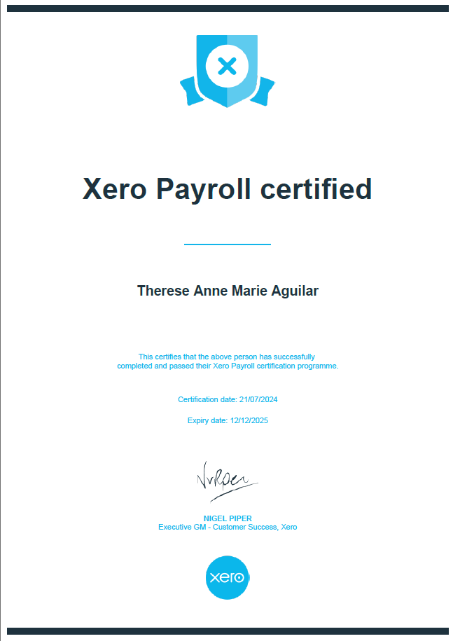 Xero Payroll Certified