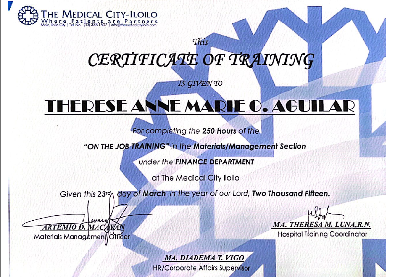 OJT Certificate of Completion