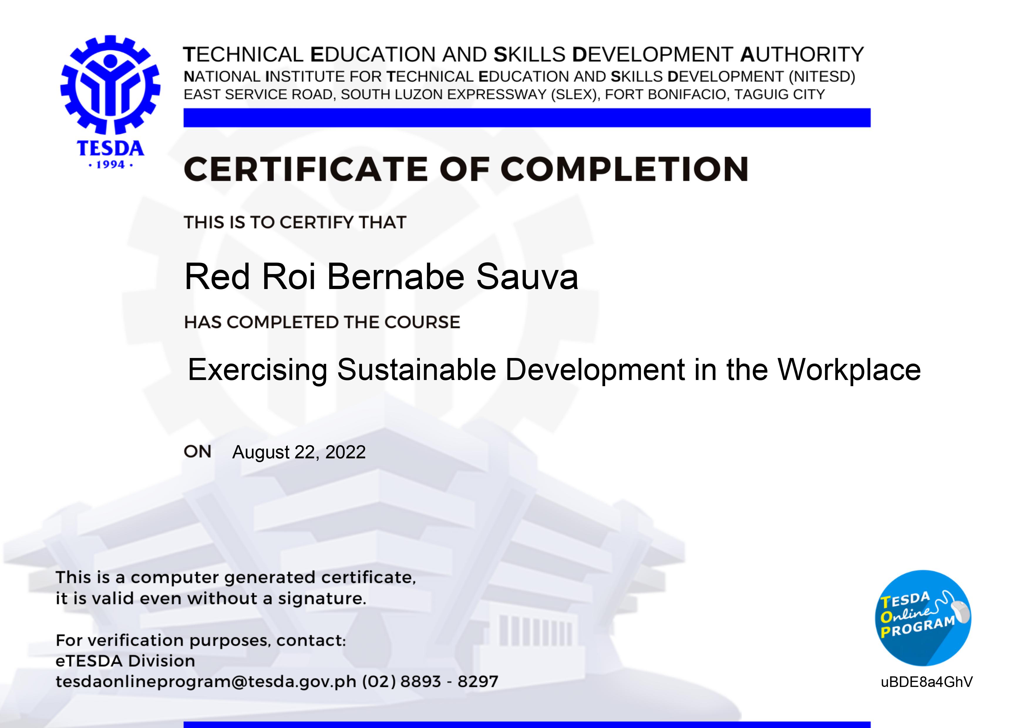 Exercising Sustainable Development in the Workplace