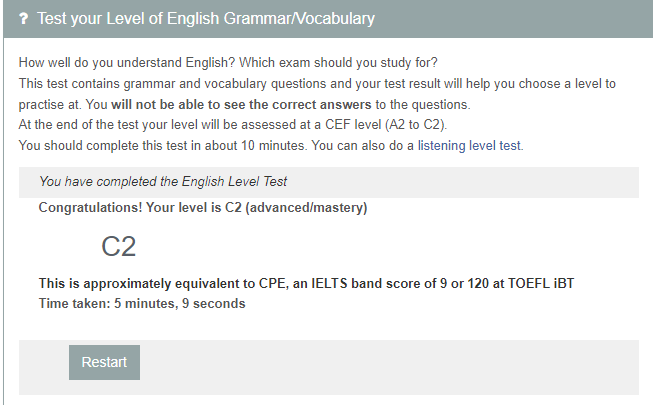 English Test Level