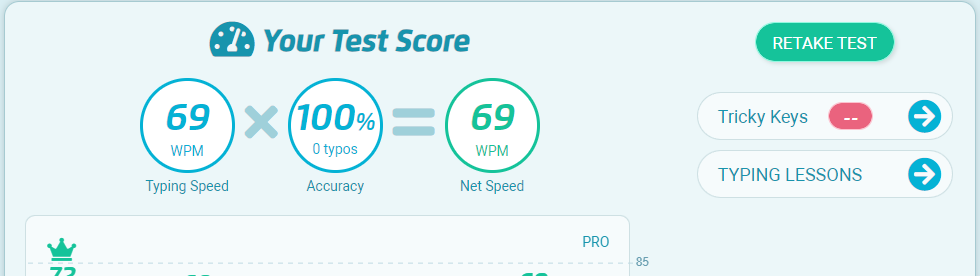 Typing Test Score