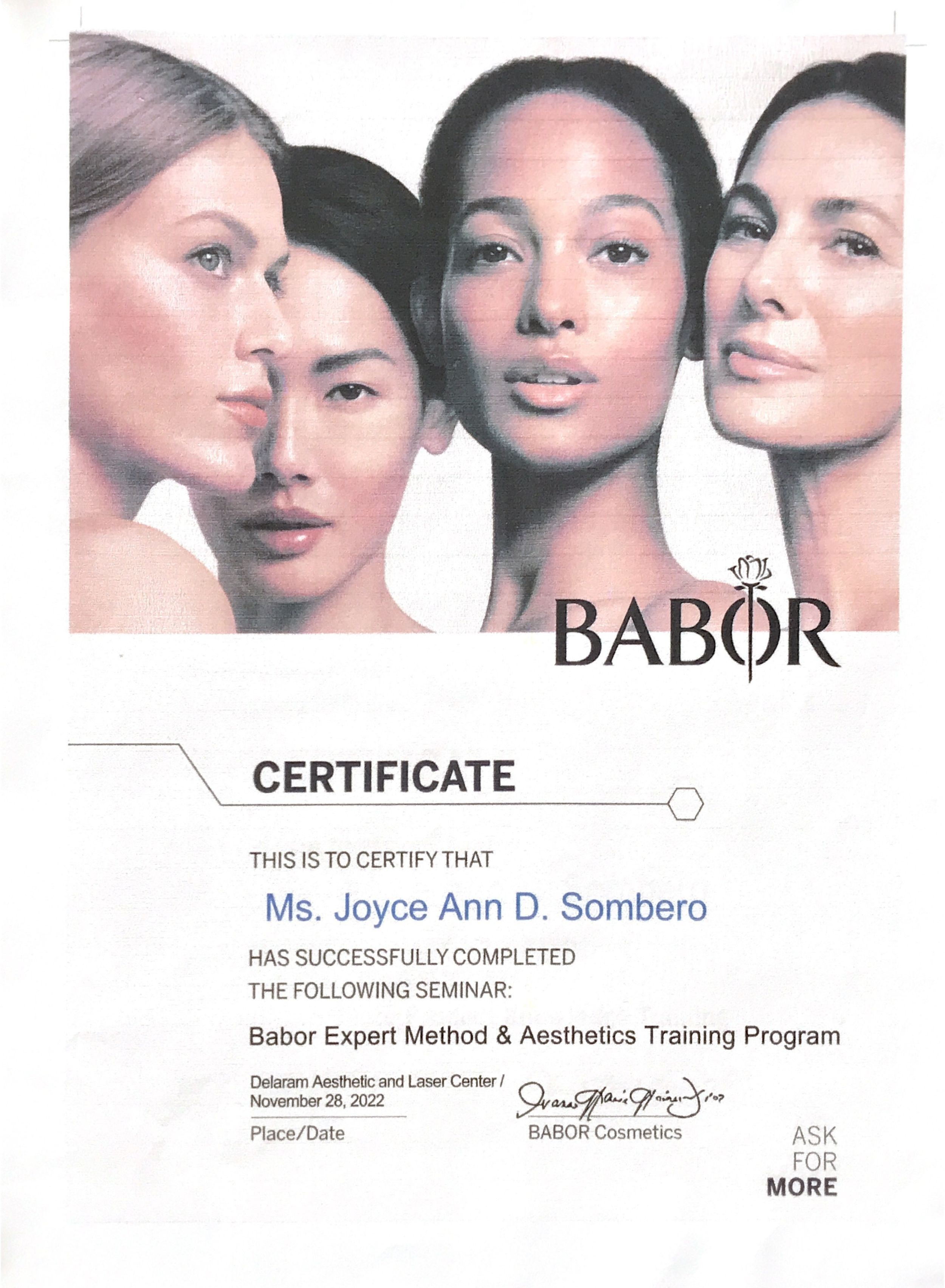 BABOR  Expert Method & Aesthetics Certificate