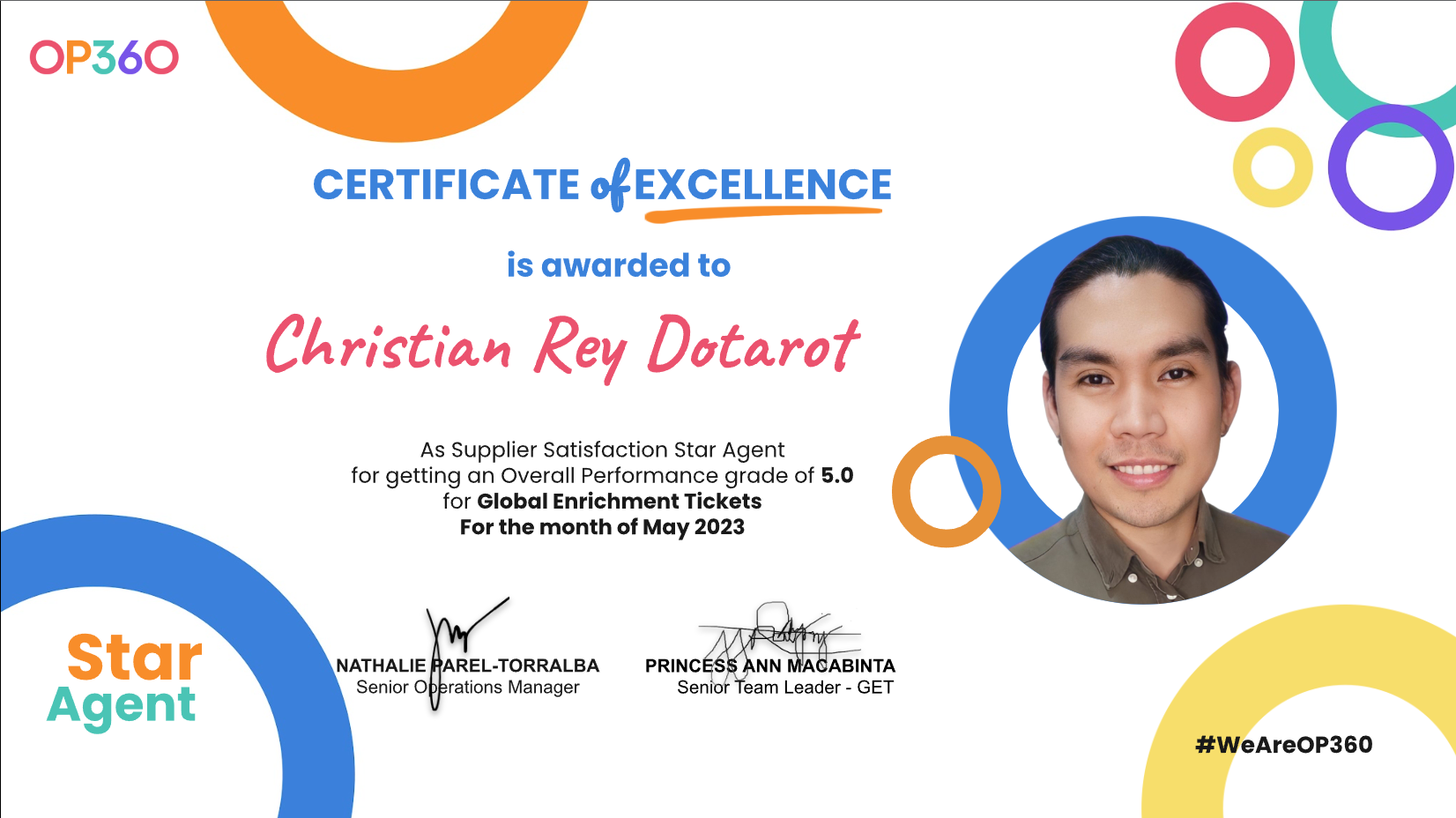 OP360 - Certificate of Excellence