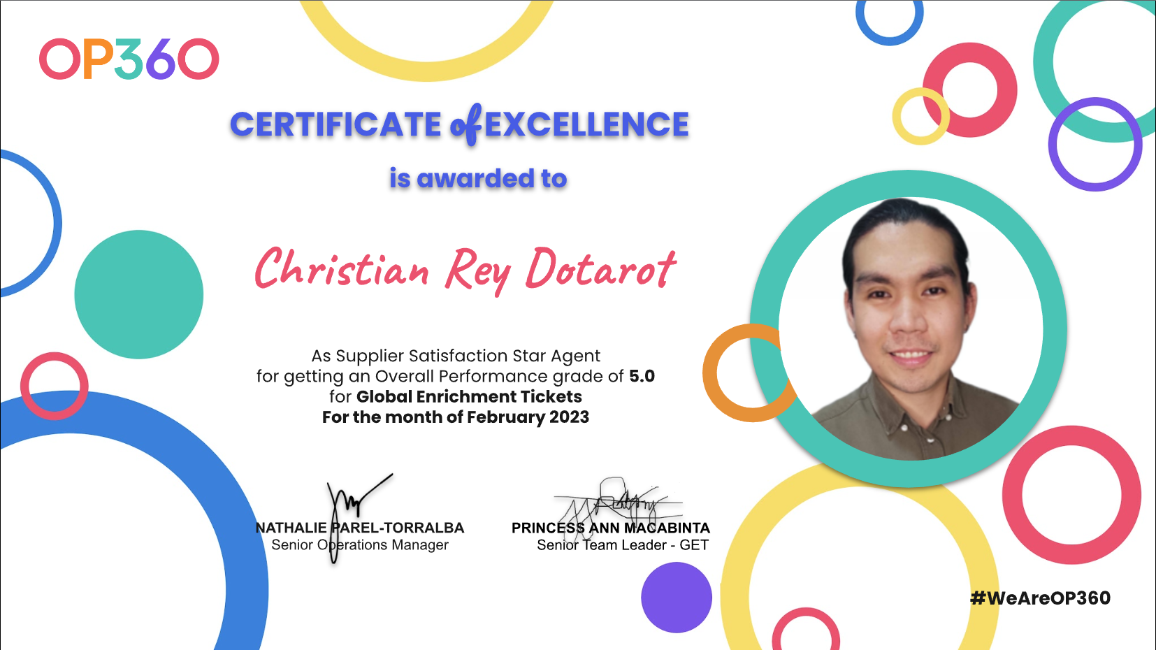 OP360 - Certificate of Excellence