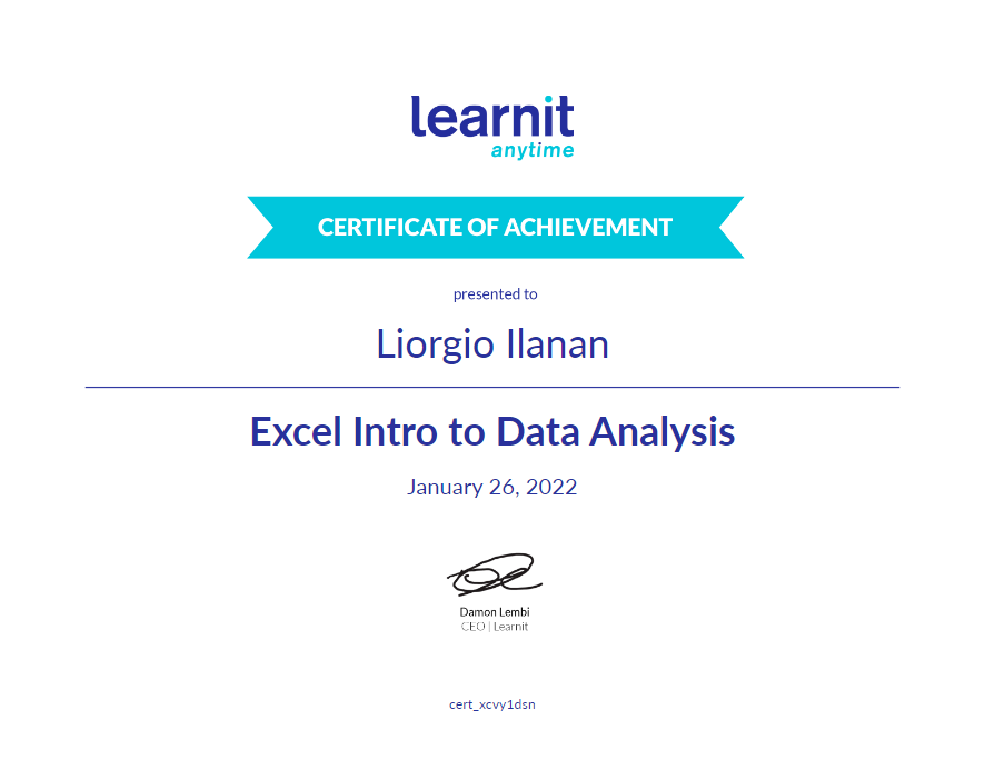 Excel Intro to Data Analysis