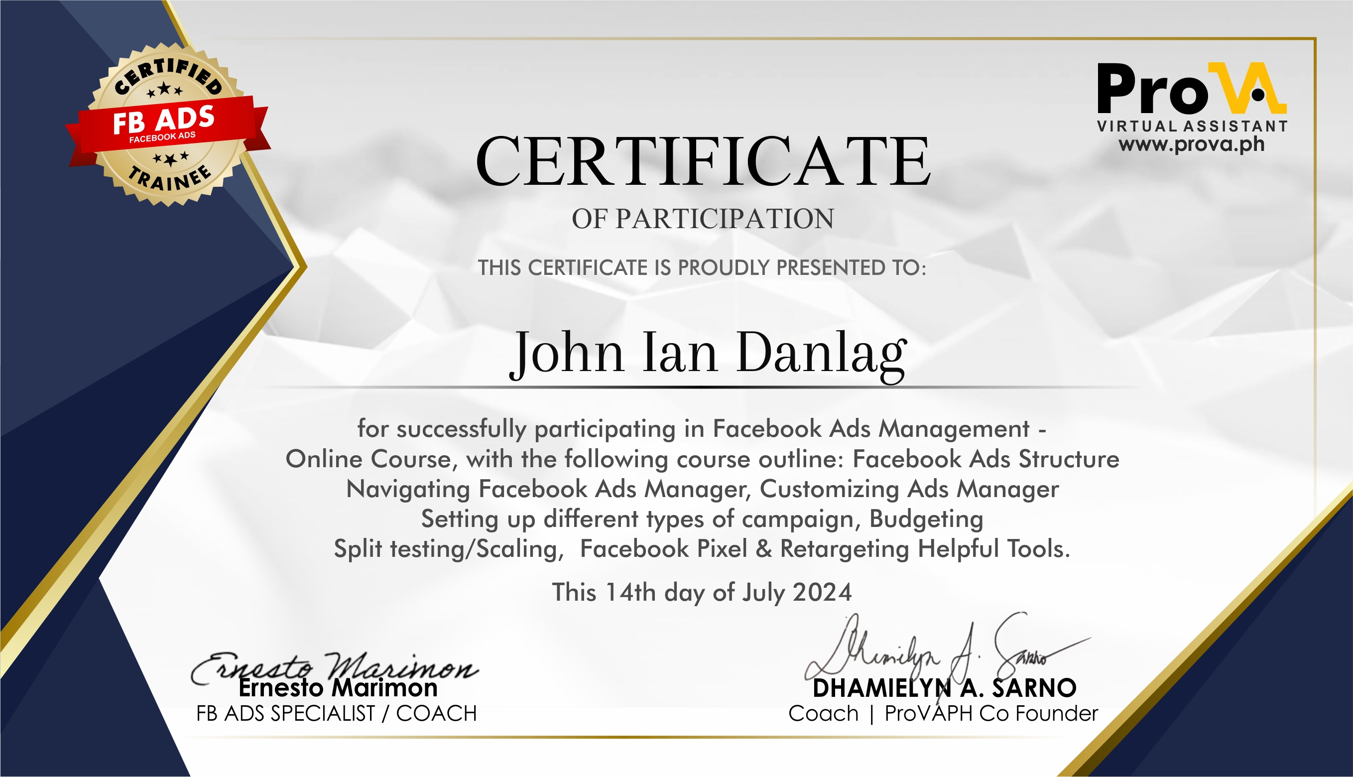 Facebook Ads Specialist Certificate