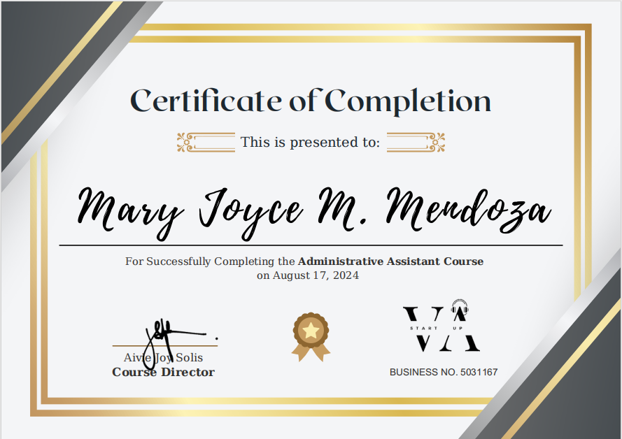 VA Start Up, Administrative Assistant Course