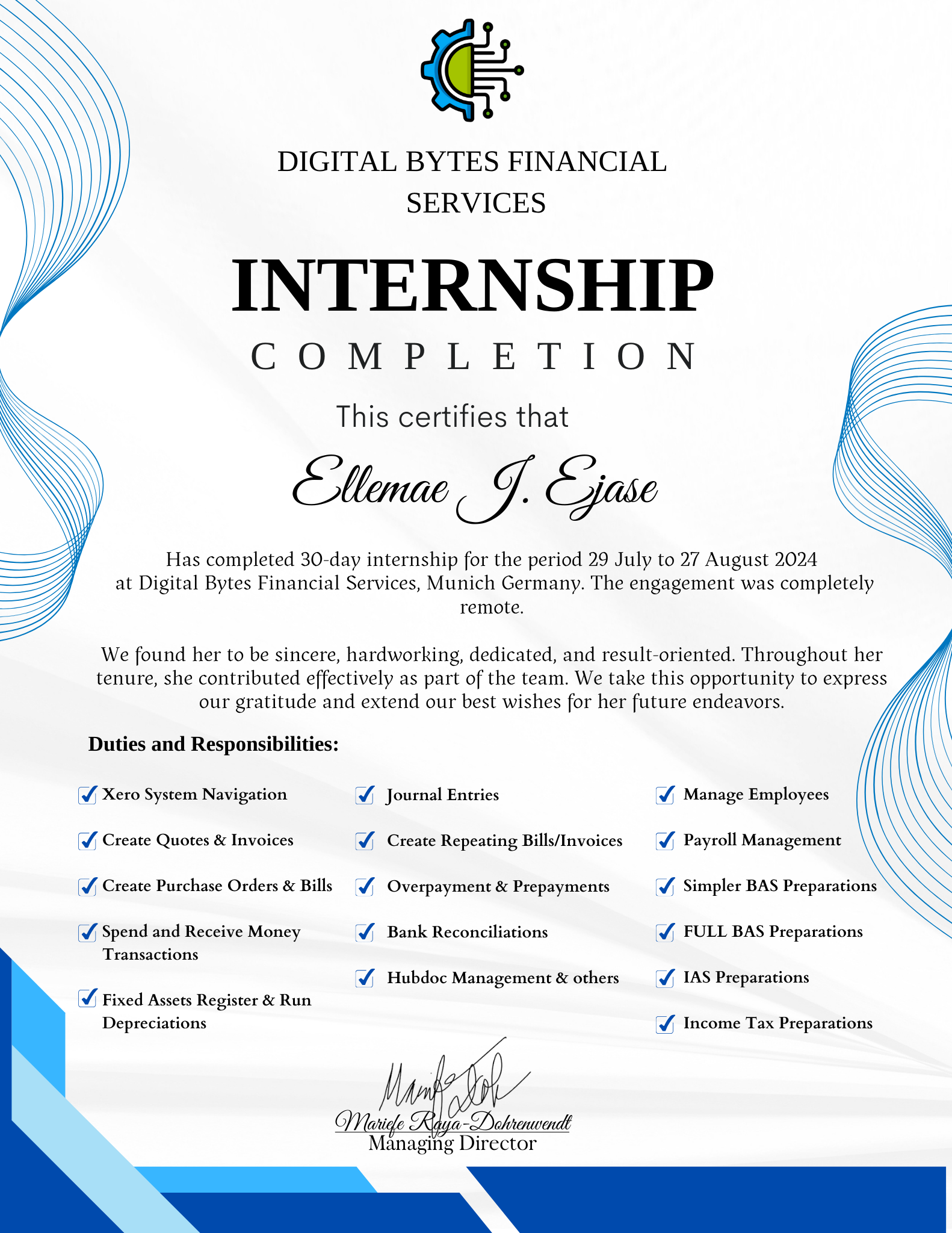 BOOKKEEPING INTERNSHIP